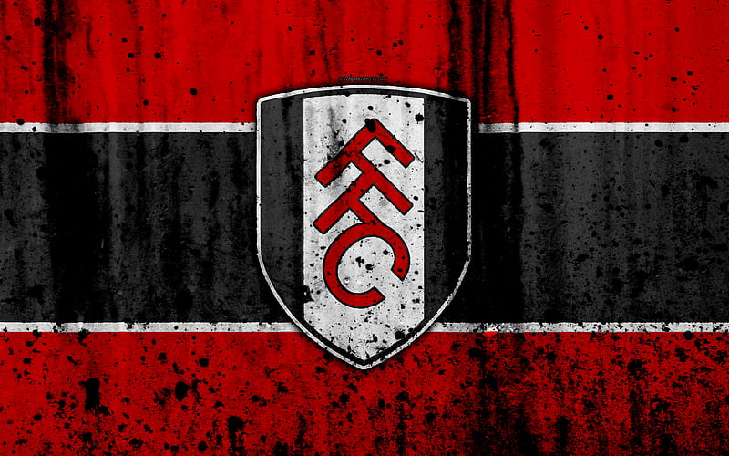 FC Fulham, grunge, EFL Championship, art, soccer, football club, England, Fulham, logo, stone texture, Fulham FC, HD wallpaper