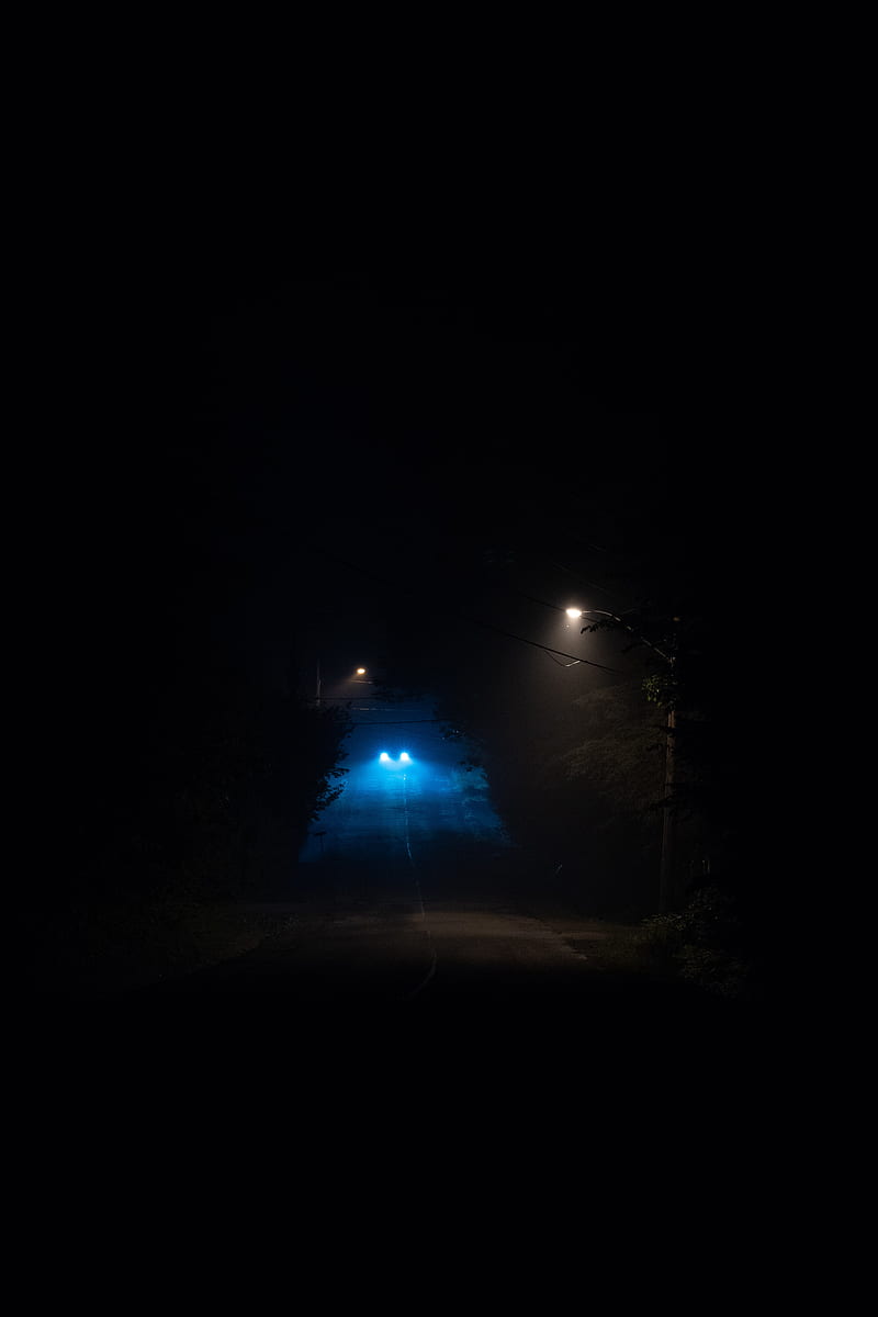 road, lights, dark, glow, HD phone wallpaper