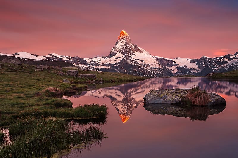 Landscape, Mountains, Mountain, Peak, Lake, Reflection, , Matterhorn, HD wallpaper
