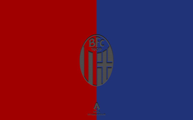 Bologna FC, red blue background, Italian football team, Bologna FC emblem, Serie A, Italy, football, Bologna FC logo, HD wallpaper