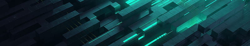 3d Abstract Neon Glow Teal Digital Art Shapes, 3d, shapes, digital-art, neon, glow, HD wallpaper