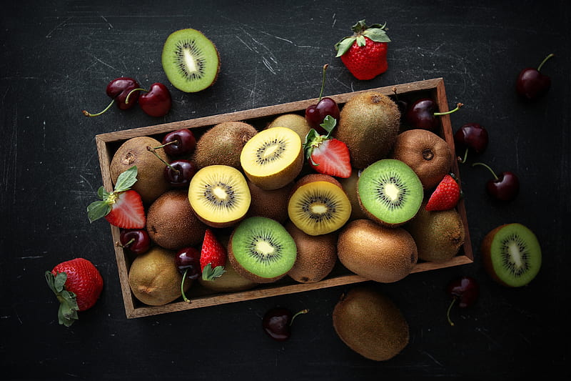 Fruits, Kiwi, Cherry, Fruit, Still Life, Strawberry, HD wallpaper