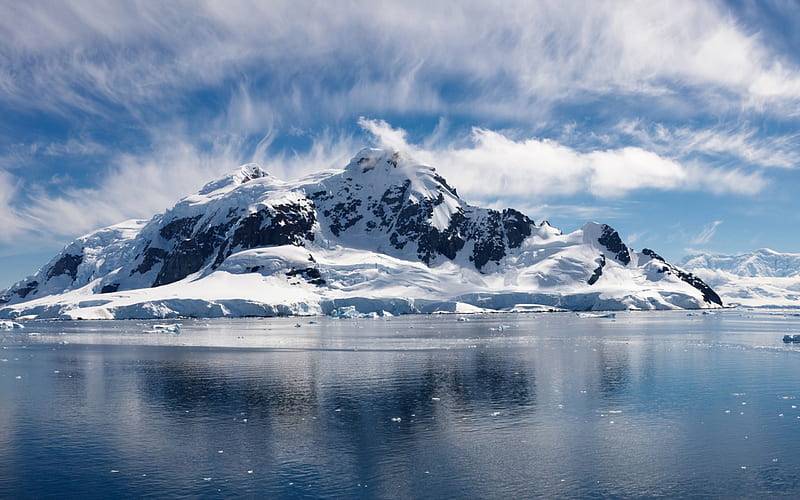 Ice Mountain, mountain, ice, nature, lake, HD wallpaper