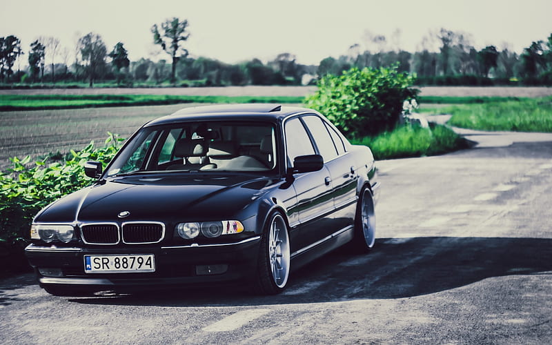 BMW 7, black BMW, legendary BMW, 740IL, E38, HD wallpaper