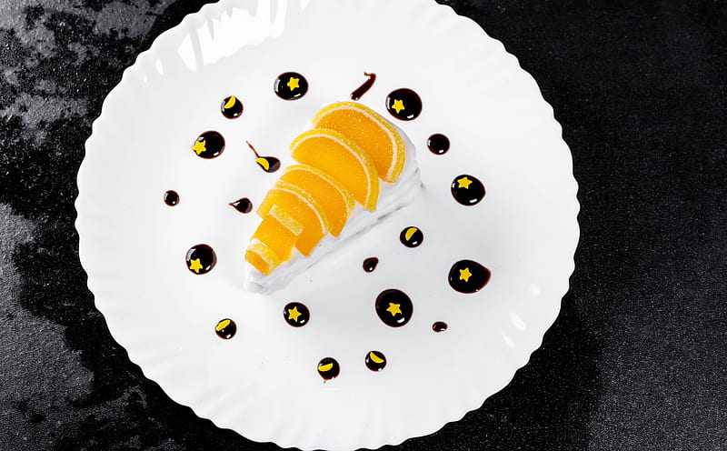 Dessert Plating Ultra, Food and Drink, Orange, Cream, Candy, Creamy, Cooking, Chocolate, December, Plate, Sweet, delicious, piece, cake, Celebration, confectionery, Slice, Food, dessert, bakery, refreshment, citrus, 2020, plating, HD wallpaper
