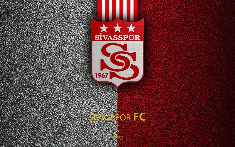 Sivasspor FC Turkish football club, leather texture, emblem, logo, Super Lig, Sivas, Turkey, football, Turkish Football Championship, HD wallpaper