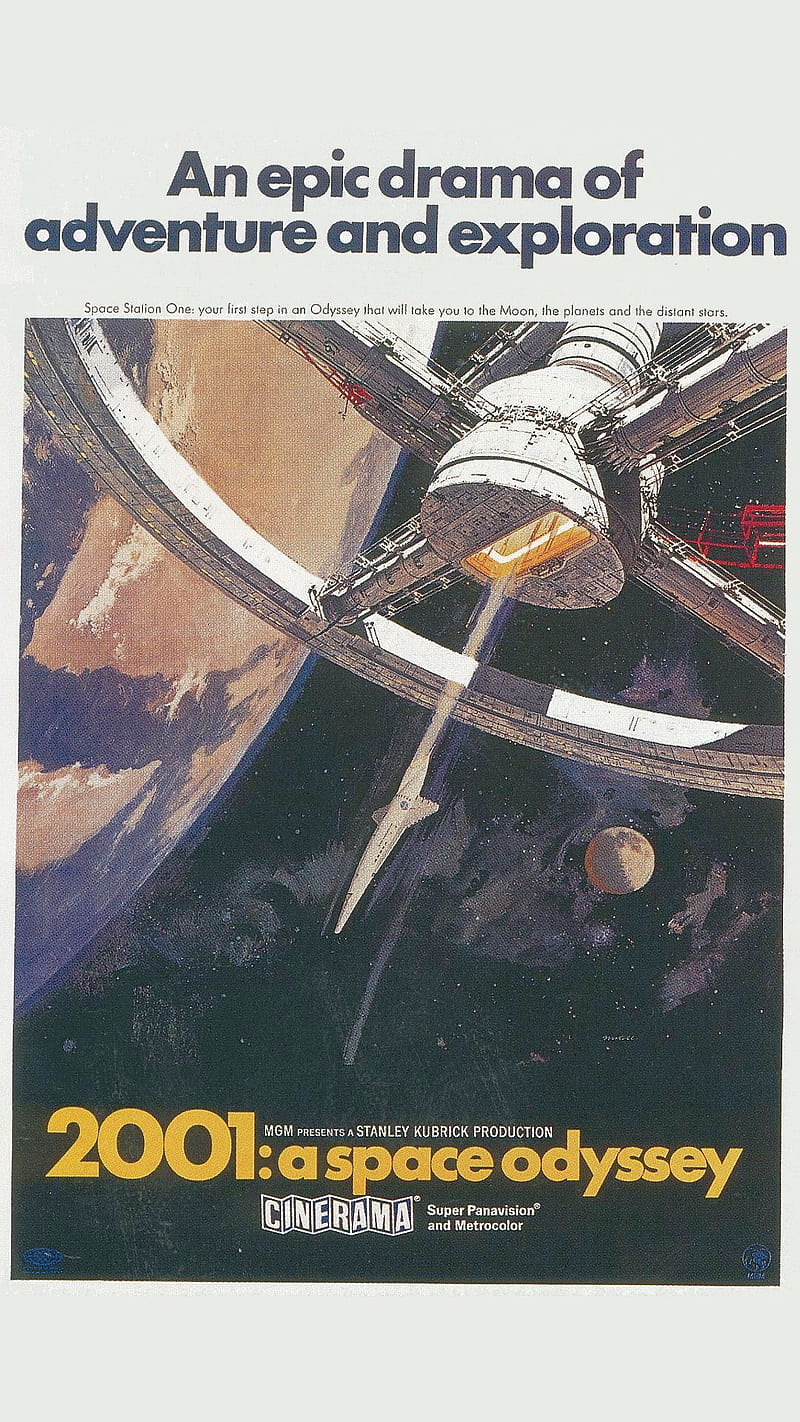 2001: A Space Odyssey - Movie Poster (Astronaut - Space Station) (Size: 24  x 36 inches)