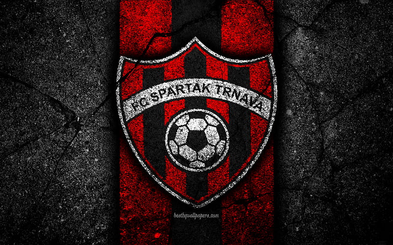 Spartak Trnava FC logo, Fortuna liga, football, soccer, black stone, Slovakia, Spartak Trnava, asphalt texture, slovak football club, FC Spartak Trnava, HD wallpaper