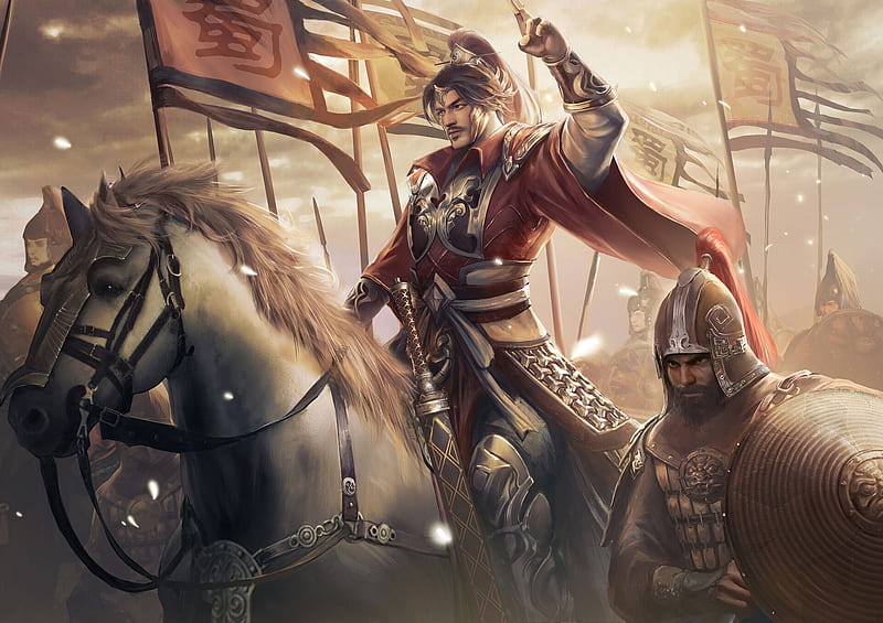 Three Kingdoms, battle, zhan zhuge, warrior, fantasy, man, horse, fang xinyu, soldier, armor, asian, HD wallpaper