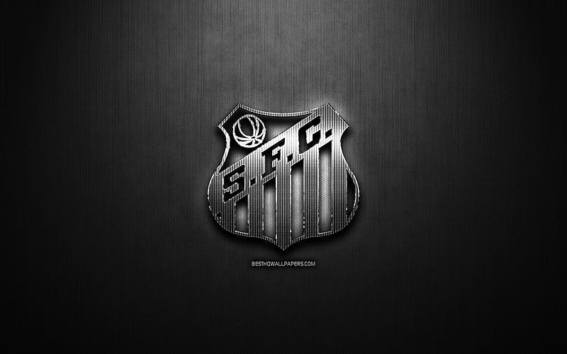 Santos FC, black metal background, Brazilian Seria A, brazilian football club, fan art, Santos logo, football, soccer, SFC, Brazil, HD wallpaper