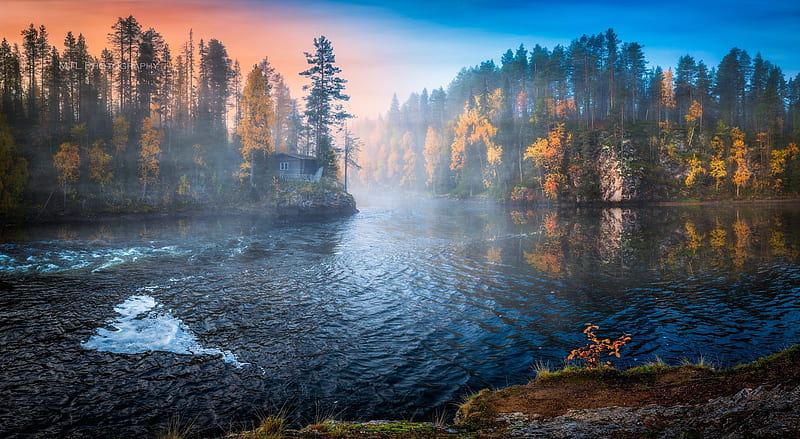 Autumn, Scenery, River, Trees Ultra, Seasons, Autumn, Nature, Scenery, River, Fall, HD wallpaper