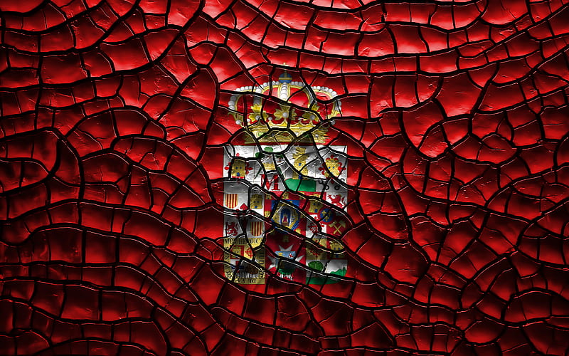Flag of Ciudad Real spanish provinces, cracked soil, Spain, Ciudad Real flag, 3D art, Ciudad Real, Provinces of Spain, administrative districts, Ciudad Real 3D flag, Europe, HD wallpaper