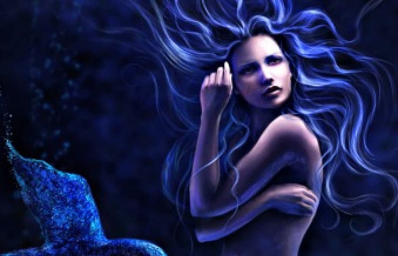 Mermaid, underwater, art, ocean, sonia verdu, woman, sea, fantasy, girl, pink, blue, HD wallpaper