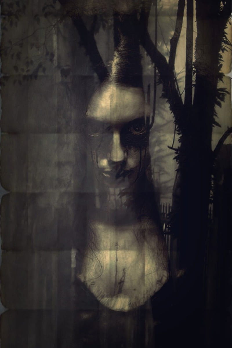 dark, black and white, creepy, ghost, girl, halloween, people, spirt my art, spooky, HD phone wallpaper
