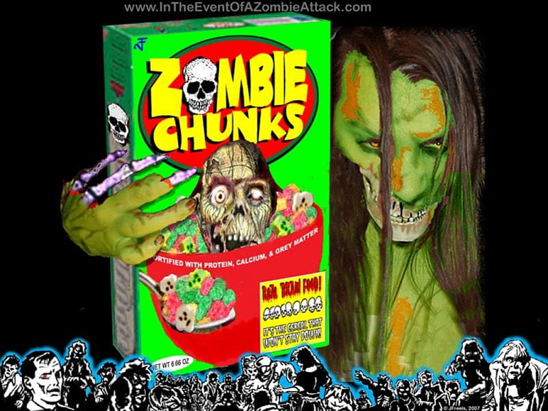 Zombie Chunks, funny, zombie, cereal, HD wallpaper