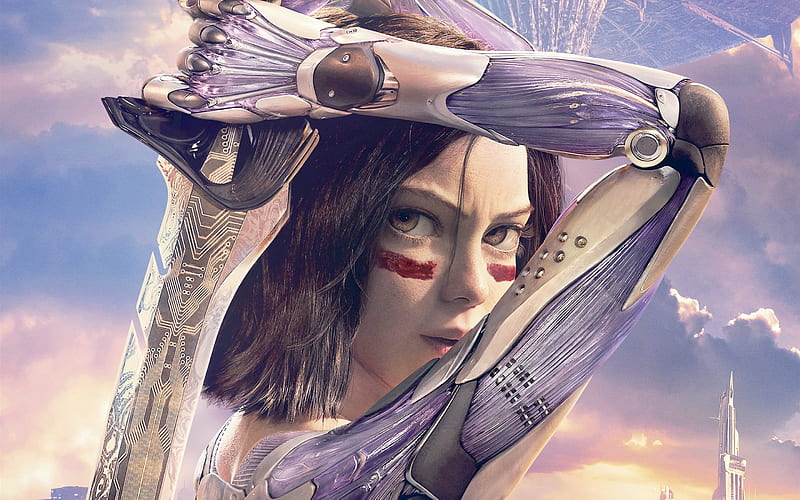 alita: battle angel, sword, mechanic arm, sci-fi, animation, Movies, HD wallpaper
