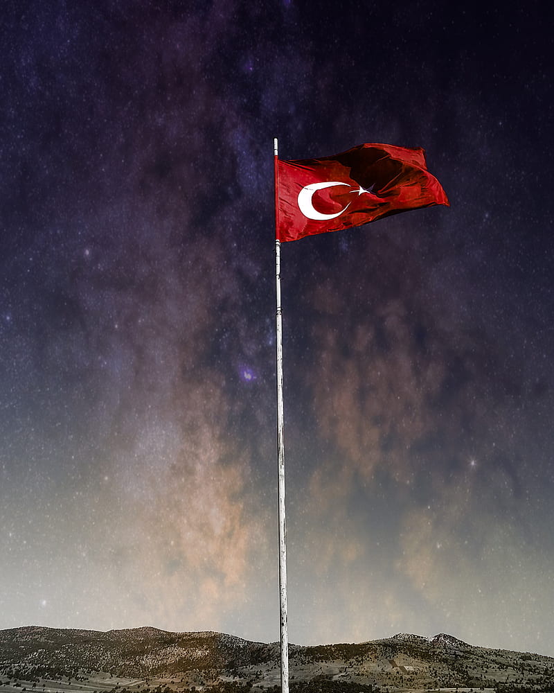 Ulu Türk bayrağı, atmosphere, sky, flag, islam, ataturk, istanbul, turkey, bayrak, turkiye, space, bozkurt, HD phone wallpaper