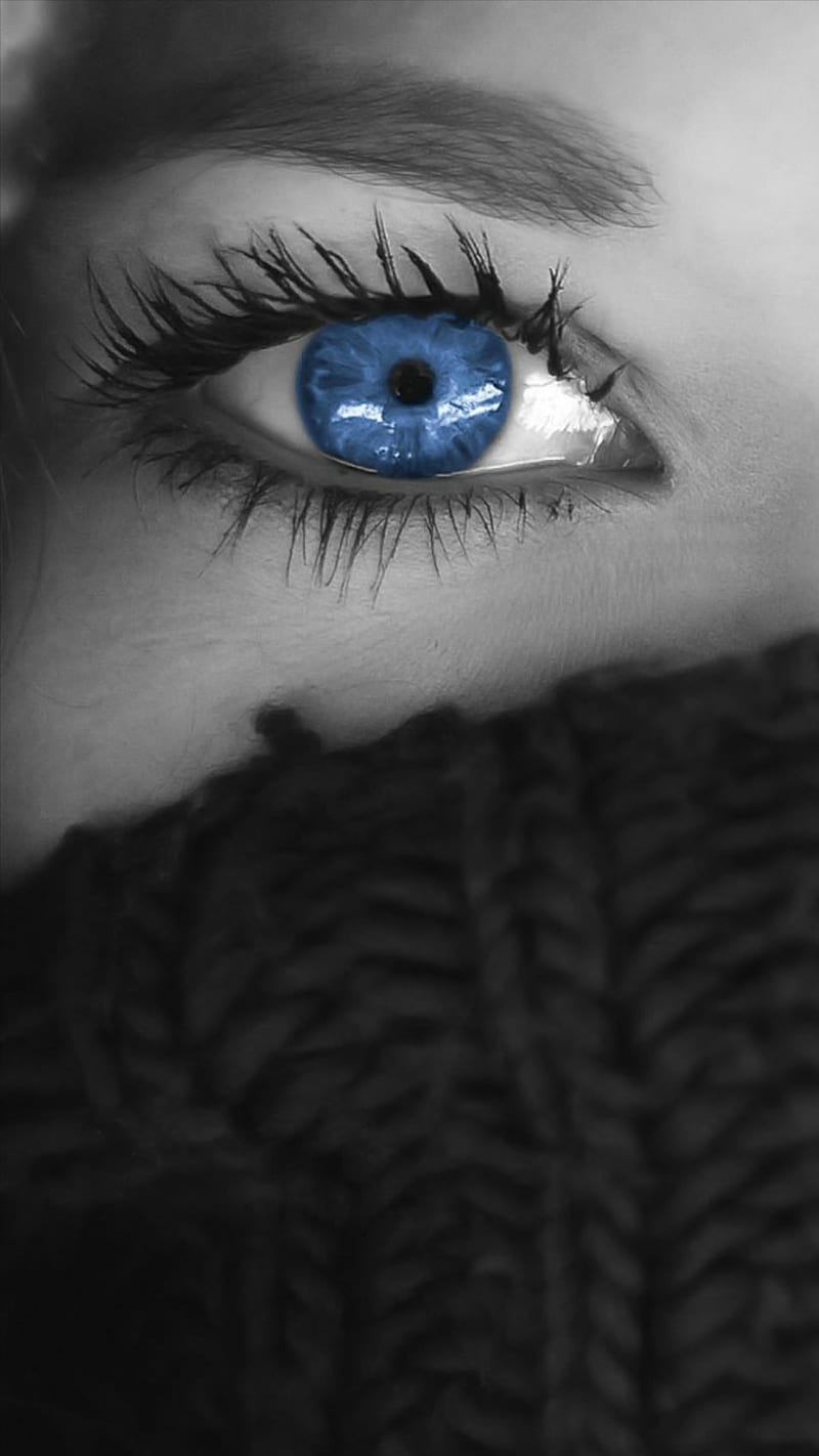 Blue eye, black and white, face, female, girl, HD phone wallpaper ...