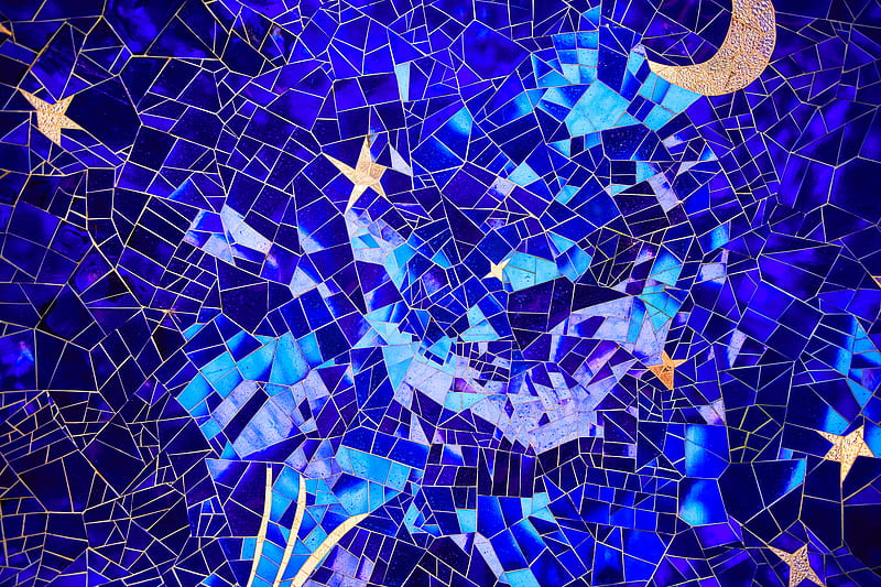 mosaic, texture, pattern, blue, HD wallpaper