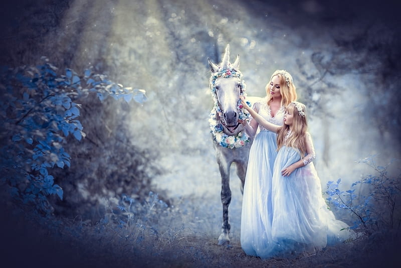 art, horse, lady, abstract, HD wallpaper