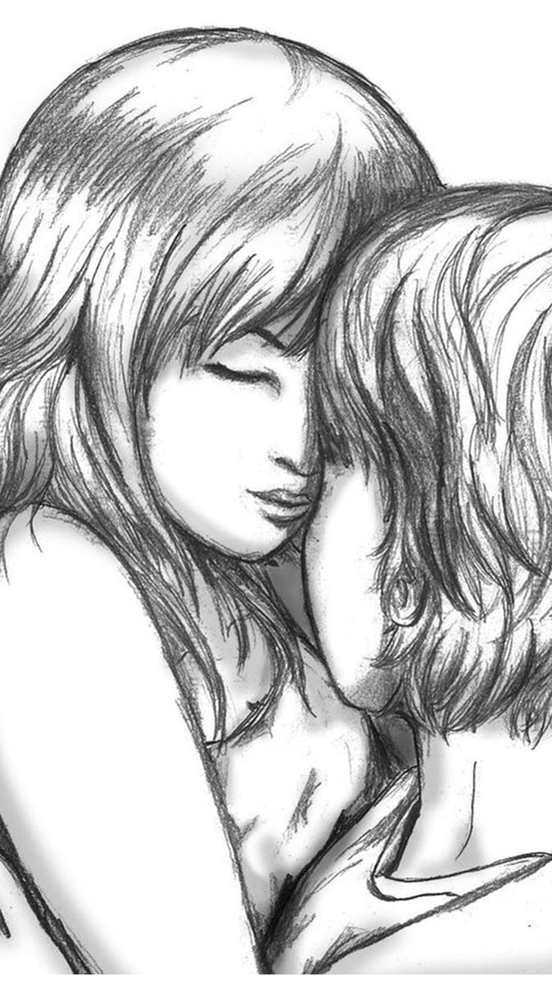 Couple Sketch , i love you, i love u, love, romantic, couple in love, love, love , love, HD phone wallpaper