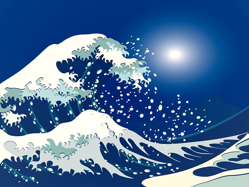 Water, Ocean, Artistic, Wave, The Great Wave Off Kanagawa, HD wallpaper