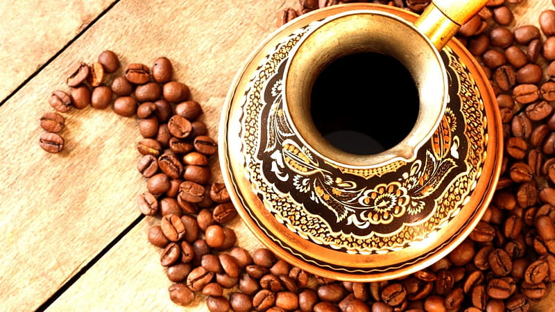 BLACK COFFEE, pattern, coffee, saucer food, beans, black, cup, HD wallpaper