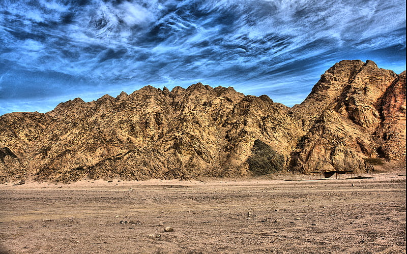 desert mountains, sand, graphy, mountains, golden, beauty, nature, sky, blue, HD wallpaper