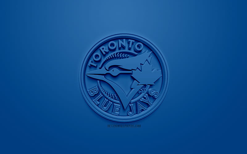 Toronto Blue Jays, Canadian baseball club, creative 3D logo, blue background, 3d emblem, MLB, Toronto, Canada, USA, Major League Baseball, 3d art, baseball, 3d logo, HD wallpaper