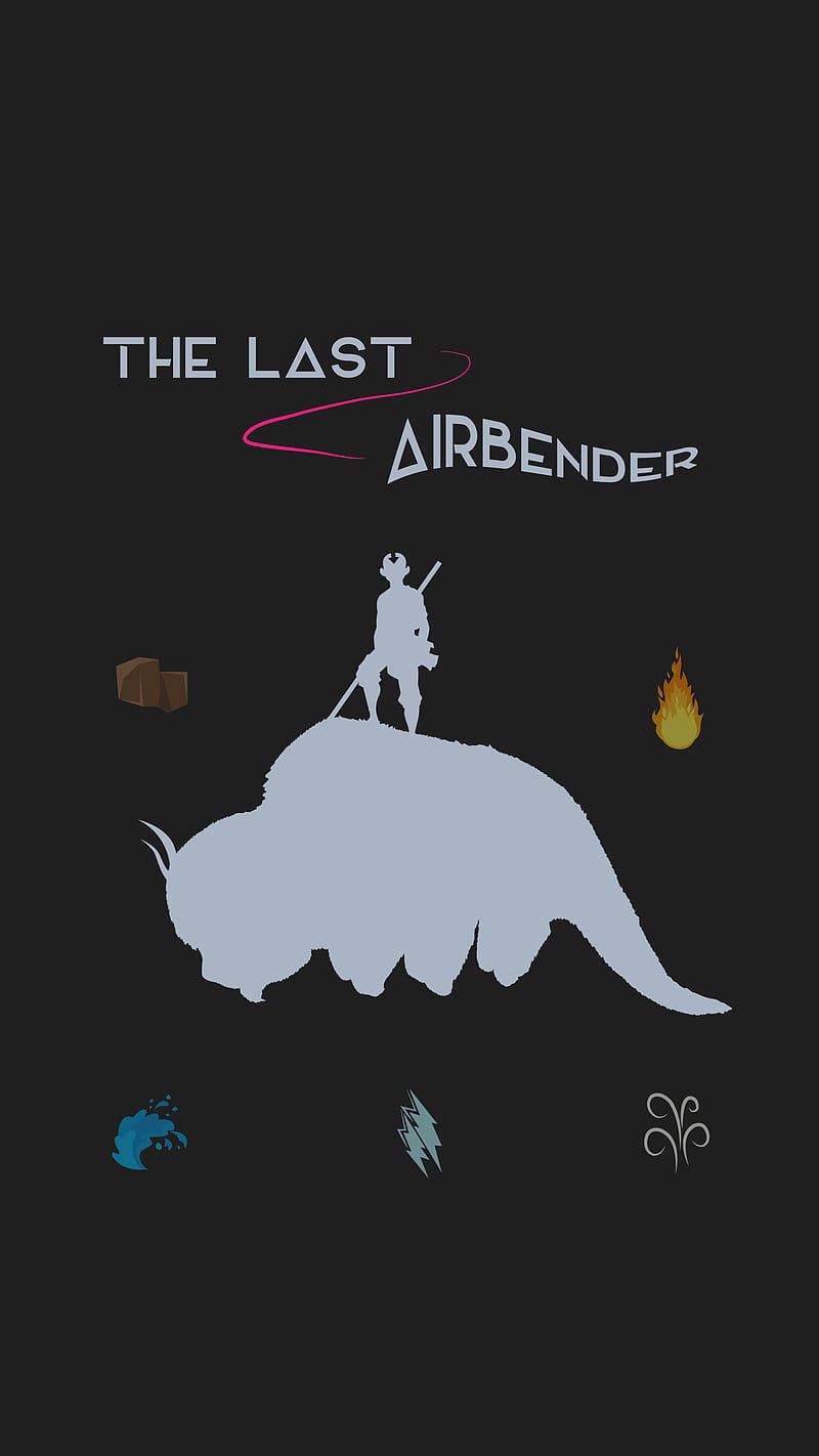 Avatar: The Last Airbender, Aang, Appa, water, fire, Earth, air, lightning bolt, illustration, dark, dark background, antographics, HD phone wallpaper