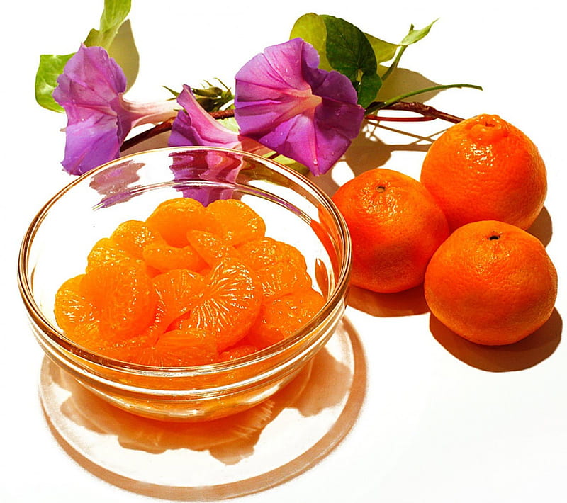 Healthy Habits: Eat Fruits, tangerine, delicious, orange, fresh, fruits, green, habits, healthy, flowers, nature, pink, HD wallpaper