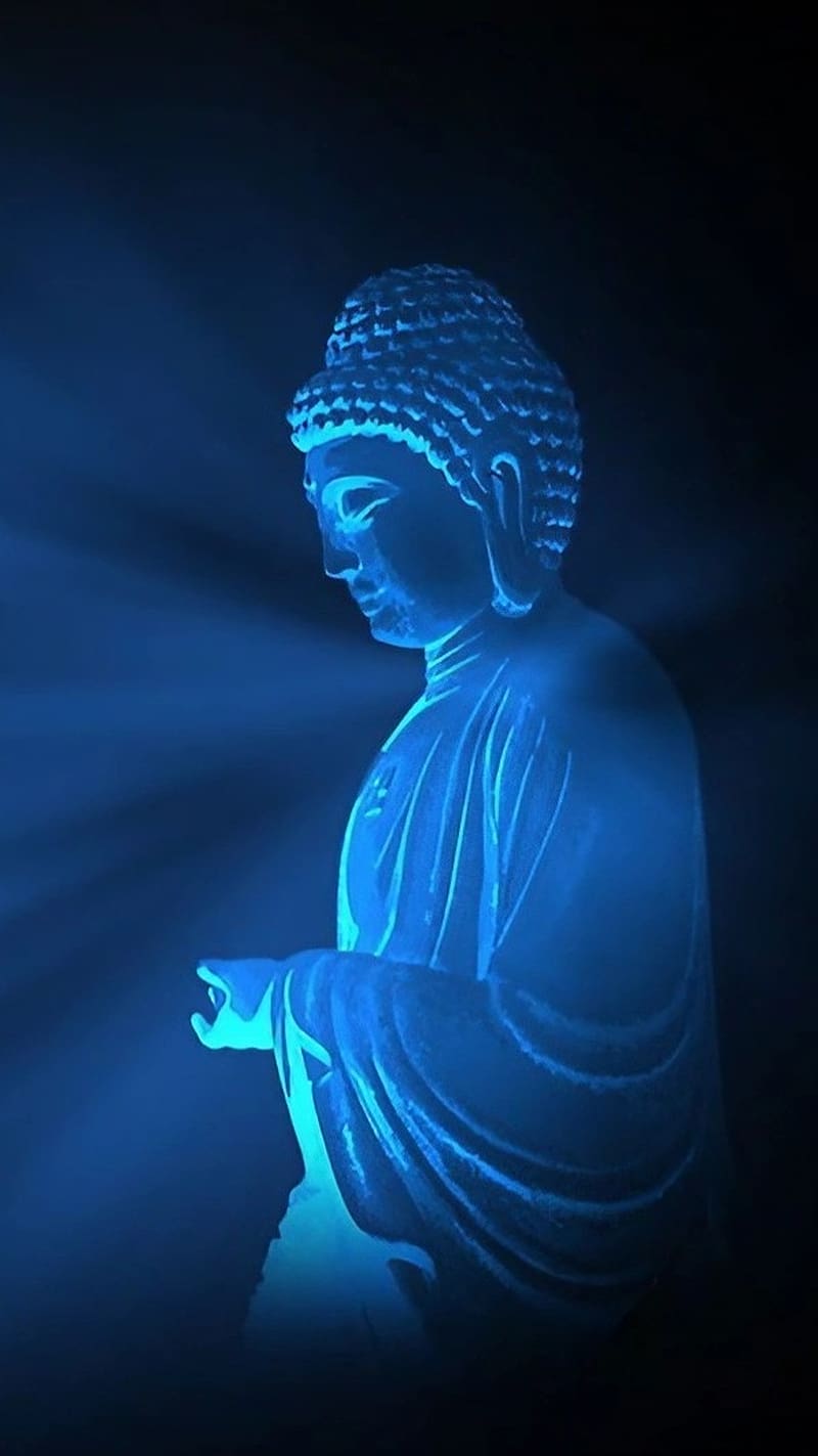 Blue Buddha, Statue Sidelook, blue statue sidelook, lord buddha, HD phone wallpaper