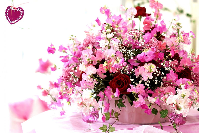 SOFT DELIACIES, arrangement, flowers, nature, pink, HD wallpaper | Peakpx