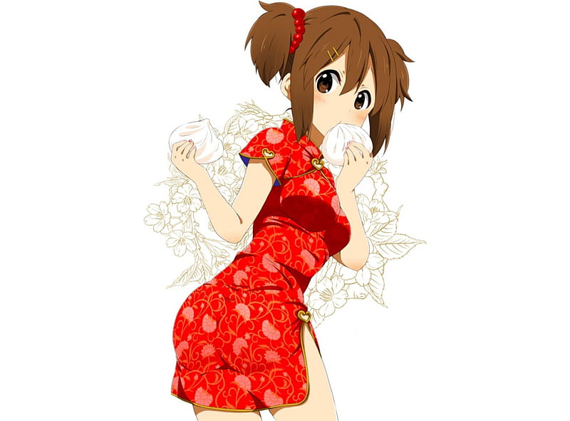 Dumpling Girl Yui, Hirasawa, K-ON, Red Dress, Anime, Yui, Anime Girl, Dumplings, Yui Hirasawa, HD wallpaper