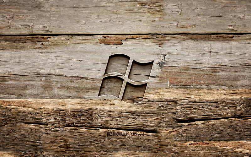 HD   Windows Wooden Logo Wooden Backgrounds Os Windows Logo Creative Wood Carving Windows 