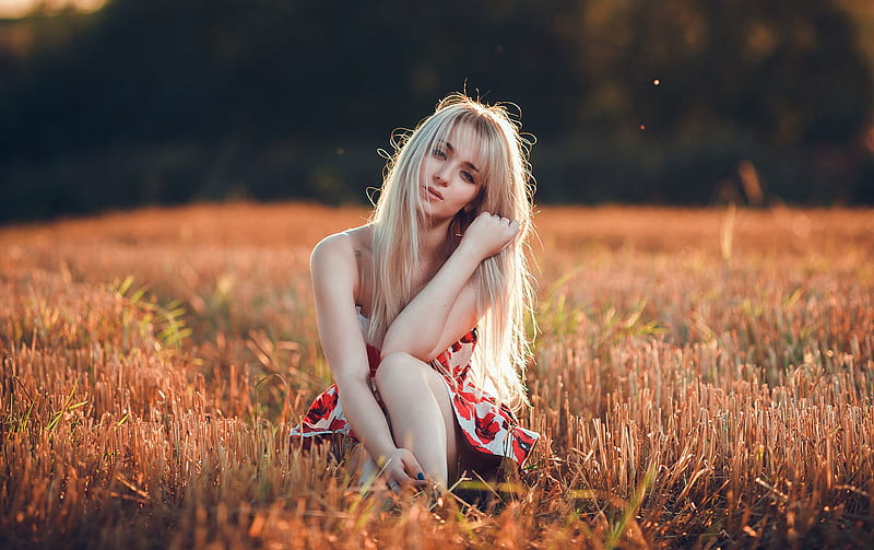 Soothing Field . ., dress, cowgirl, ranch, outdoors, style, field, blondes, western, HD wallpaper