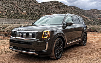 Kia Telluride, 2020, front view, luxury suv, new green Telluride, korean cars0, korean cars, Kia, HD wallpaper