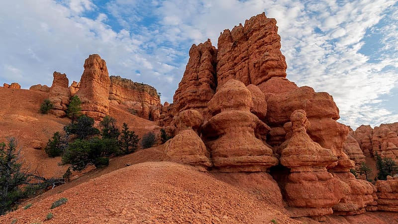 Red Canyon State Park, Utah, clouds, sky, rocks, usa, landscape, HD wallpaper