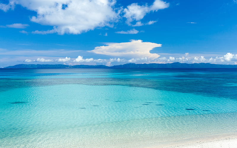 Island beach panoramic view-Ocean scenery, HD wallpaper