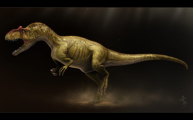Allosaurus Fragilis - Vlad Konstantinov, stunning, 3d and cg, horror, nice, fantasy, paleontology, scare, colored, scary, tyrannosaurus rex, reptile, leg, tooth, black, predator, demon, cool, screaming, awesome, great, tyrannosaur, evil, bonito, twilight, animal, t-rex, darkness, color, vlad konstantinov, reptiles, prehistory, light, animals, night, allosaurus, amazing, legs, cretaceous, dark art, dinosaurs, colors, fun, monsters, trex, 3d, tyrannosaurus, dark, drawing, fight, prehistoric, monster, funny, dinosaur, creature, HD wallpaper