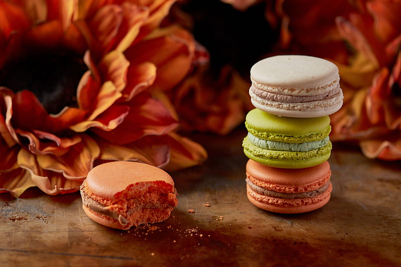 macarons, dessert, cakes, baked goods, colorful, HD wallpaper