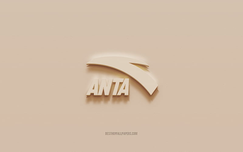 Anta logo, brown plaster background, Anta 3d logo, Anta emblem, 3d art, Anta, HD wallpaper