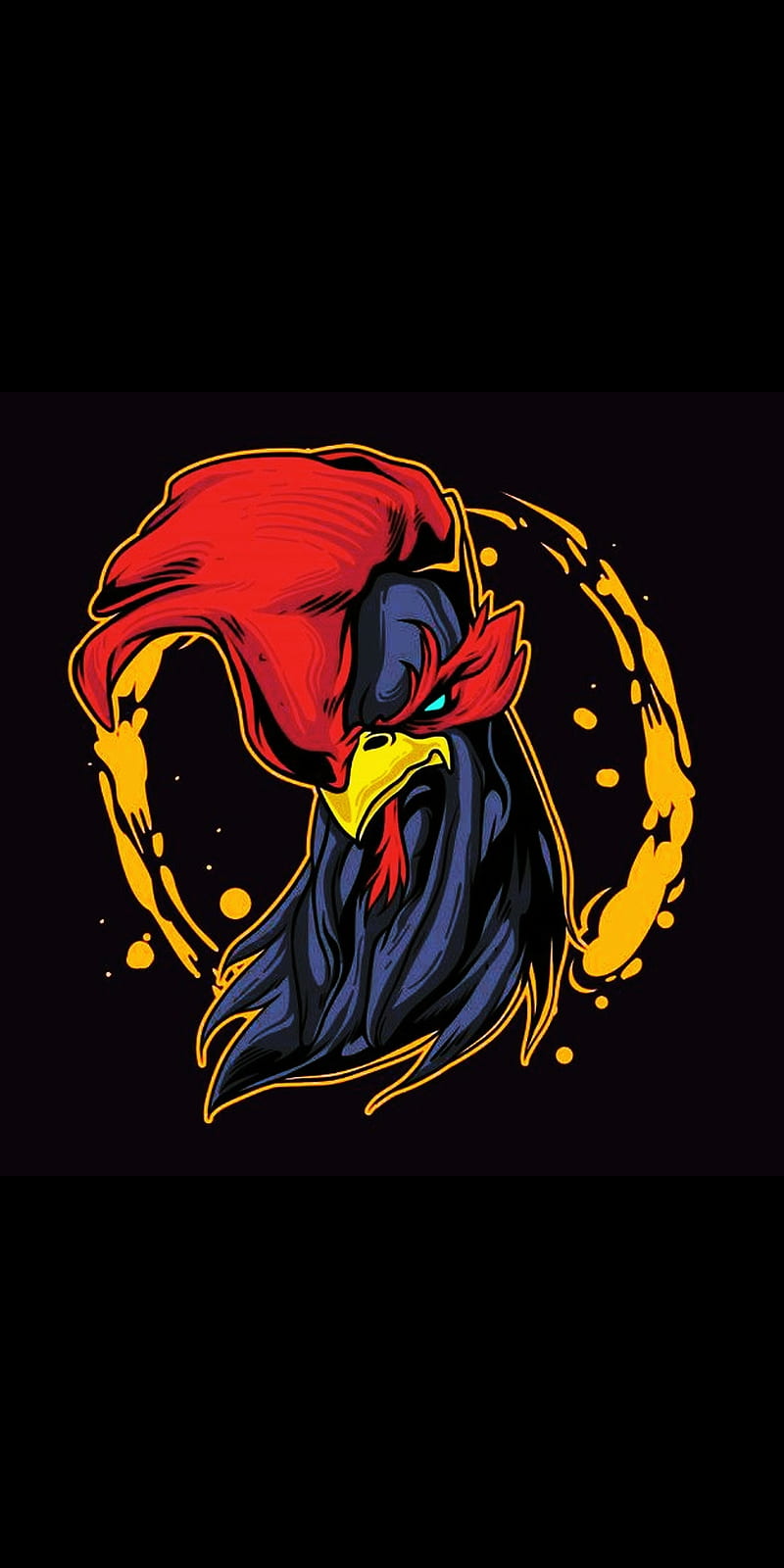 Angry Rooster, amoled, animal, black, HD phone wallpaper