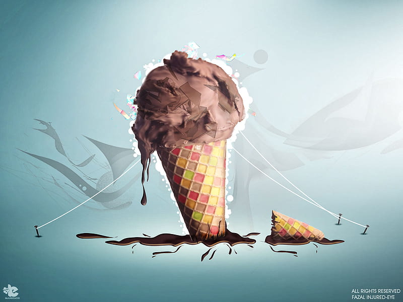 Cone, ice cream, chocolate, ice, vanilla, sweet, HD wallpaper