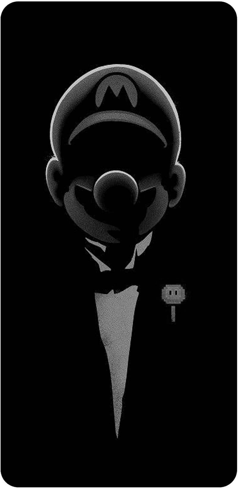 Mario edge, black, white, HD phone wallpaper