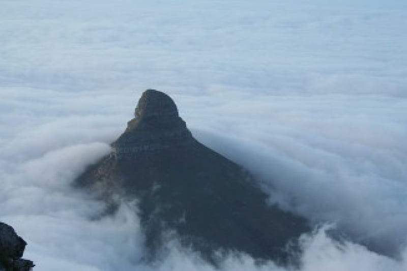 Cape Town - Lion's Head , lions head, cape town, sky, mesa, clouds, fog, africa, south africa, table mountain, mountain, dual monitor, xxl, dual screen, capetown, dust, HD wallpaper