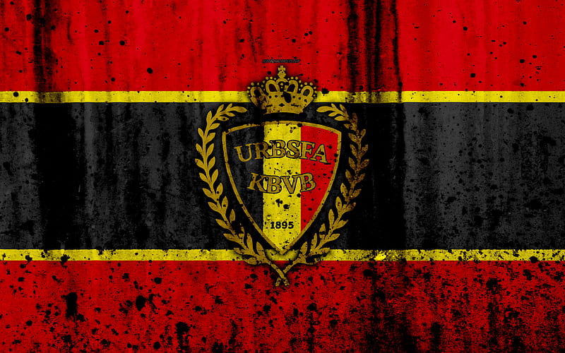 Belgium national football team logo, grunge, Europe, football, stone texture, soccer, Belgium, European national teams, HD wallpaper