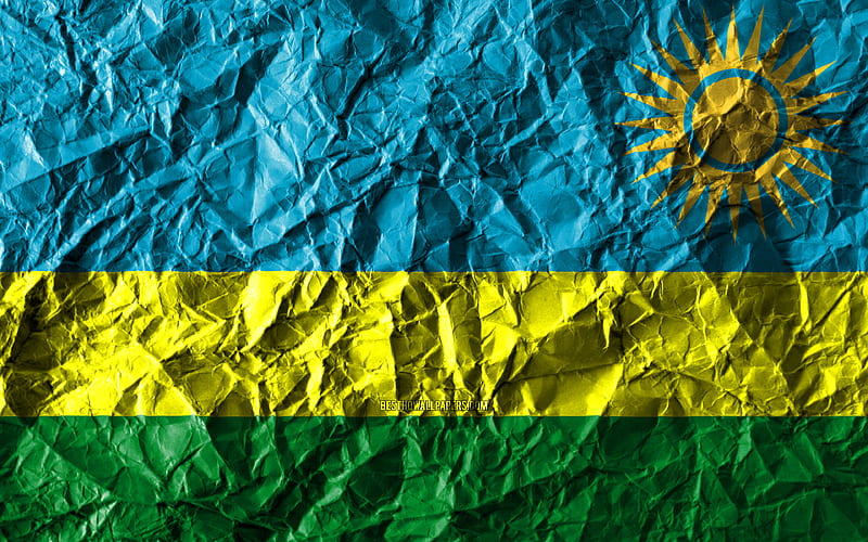 Rwandan flag crumpled paper, African countries, creative, Flag of Rwanda, national symbols, Africa, Rwanda 3D flag, Rwanda, HD wallpaper