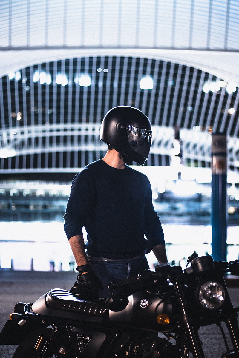 motorcyclist, helmet, motorcycle, gloves, HD phone wallpaper