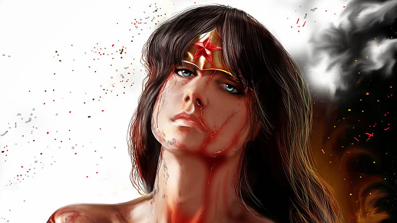 Artwork Wonder Woman Bleeding, wonder-woman, superheroes, artwork, digital-art, HD wallpaper